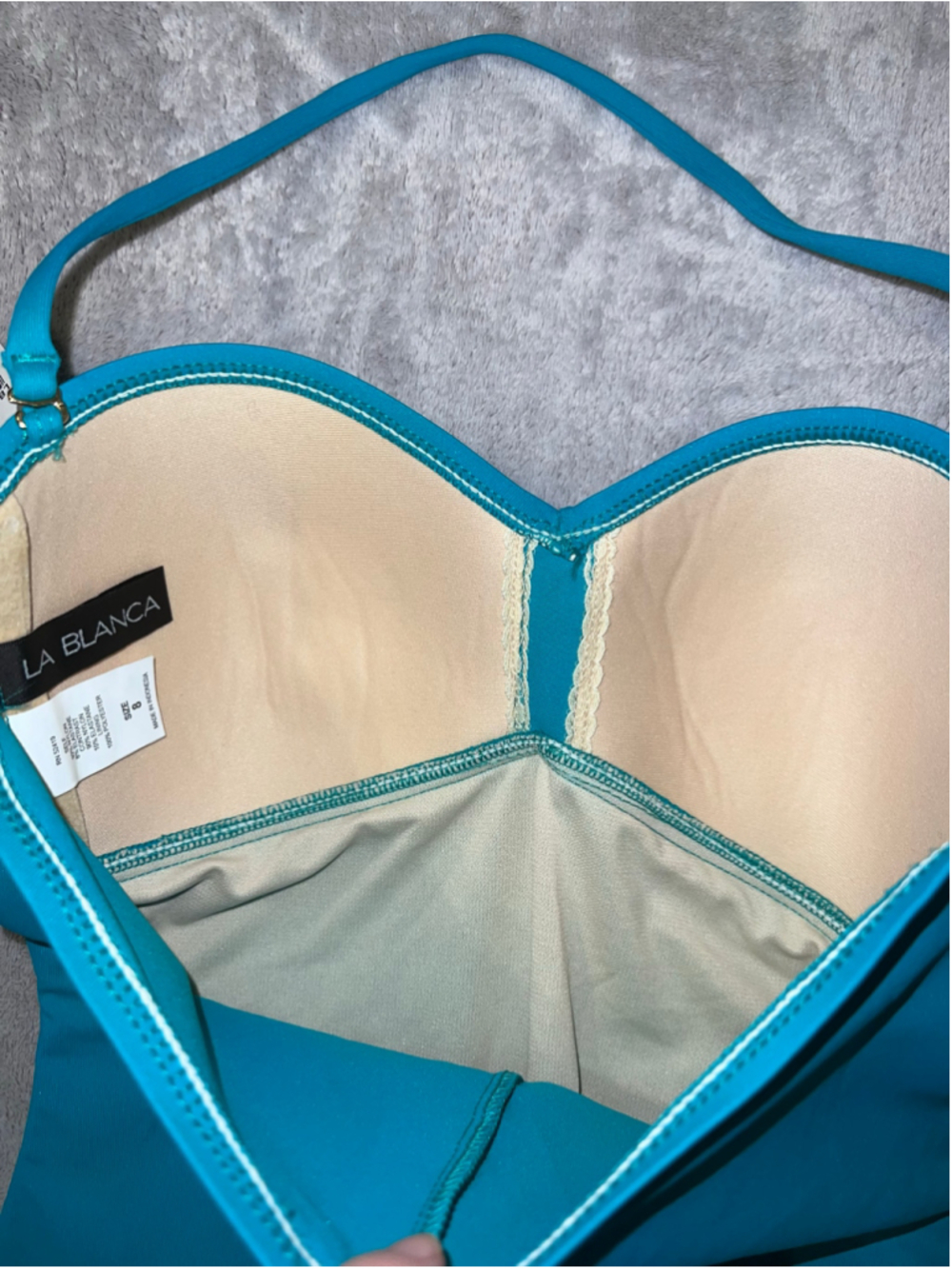 Women's LA BLANCA Teal One Piece Swimsuit Size 8 - Picture 3 of 7